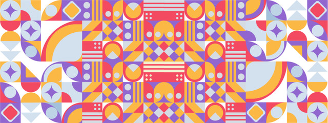 colorful colourful geometric mosaic seamless pattern illustration with creative abstract shapes.