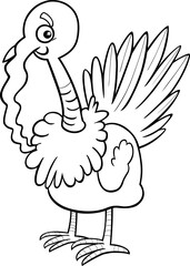 cartoon turkey bird farm animal character coloring page