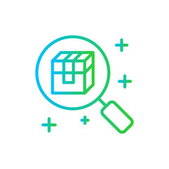 Product research product development icon with blue and green gradient outline style. research, product, analysis, laboratory, science, development, business. Vector Illustration
