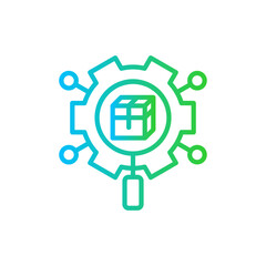 Product development product development icon with blue and green gradient outline style. development, product, business, design, technology, concept, plan. Vector Illustration