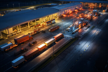 an intermodal freight terminal where railways meet shipping docks