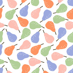 Seamless pattern with colorful pears