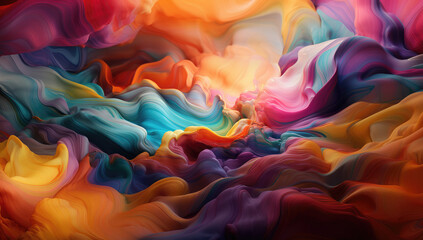 Abstract colorful watercolor bacground with clouds and waves