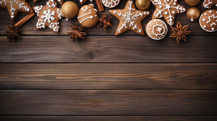 christmas gingerbread cookies and background
