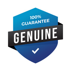 Genuine label, Protection, protected shield concept with banner. Safety badge icon. Security label. Vector illustration