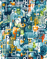 Modern Greek Mythos: Avant-Garde Key seamless pattern