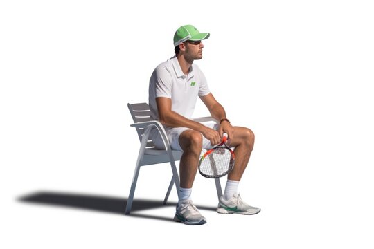 Tennis player sitting on the bench. AI Generated