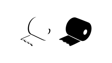 Tissue paper, toilet paper, black isolated silhouette