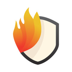 Fire shield logo template design, icon, symbol on white background