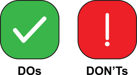 Do and Don't or Good and Bad Icons or Positive and Negative Symbol