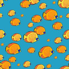 fish ocean sea vector seamless pattern print