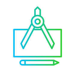 Design engineering icon with blue and green gradient outline style. design, abstract, success, report, banner, graphic, template. Vector Illustration
