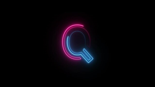 Neon letter Q with alpha channel, neon alphabet