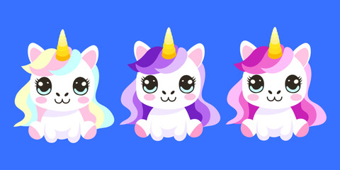 Vector illustration with unicorns