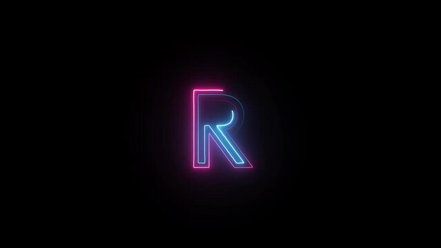 Neon letter R with alpha channel, neon alphabet