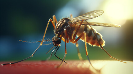 A mosquito on the skin - obrazy, fototapety, plakaty