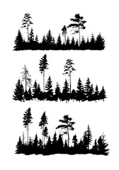 Nature silhouette. Forest with trees. hand drawing. Not AI. Vector illustration - obrazy, fototapety, plakaty