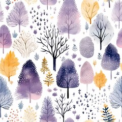 watercolor sea of trees in the style of nature
