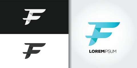 speed letter f logo set - obrazy, fototapety, plakaty