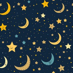 Obraz na płótnie Canvas a pattern of stars and moon