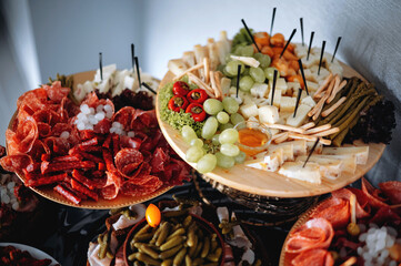 Catering buffet for events and parties with meat, cheese and vegetables