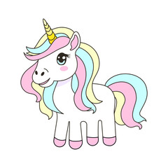 Vector cartoon illustration with unicorn