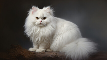 Naklejka na ściany i meble Full length portrait of a fluffy white cat.