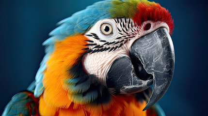 Fototapeta premium Colorful Parrot in a wise elder look Ai Generative
