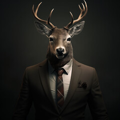 Stylishly Dressed Business Deer: Animal Character Portrait