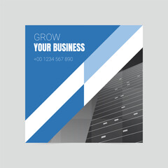 Blue elegant grow your business social media cover template