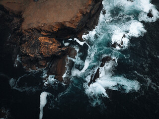 waves on the rocks and coastline