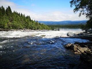 Tännforsen waterfall is one of the largest in Sweden