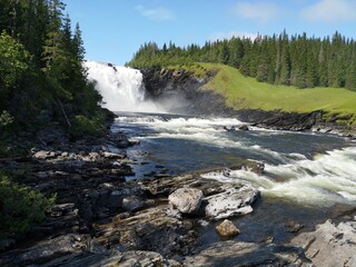 Tännforsen waterfall is one of the largest in Sweden