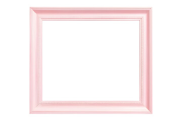 Light pink empty horizontal picture frame isolated on transparent or white background