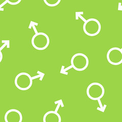 Green seamless pattern with white gender symbols