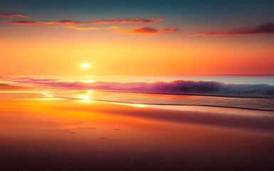 Fototapeta na wymiar beach at sunset with warm light blurred