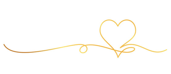 golden Heart line art style. element Love Valentines vector eps 10