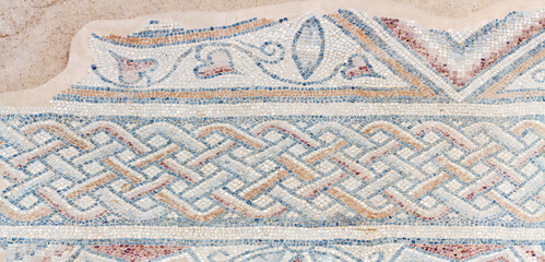 Fragment of mosaic floor of the ancient church in Laodicea. Denizli, Turkey