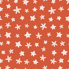 Brown seamless pattern with starfish