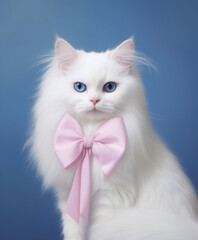 white kitten with bow