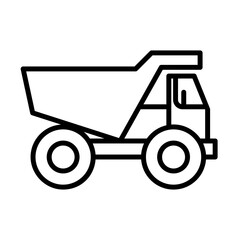 Truck mining industry icon with black outline style. transportation, truck, delivery, industry, transport, shipping, cargo. Vector Illustration