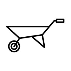 Wheelbarrow mining industry icon with black outline style. wheelbarrow, cart, transportation, wheel, tool, barrow, load. Vector Illustration