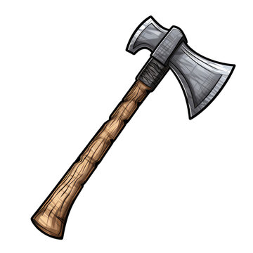 battle axe . Clipart PNG image . Transparent background . Cartoon vector style . Generative AI 