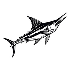 swordfish . Clipart PNG image . Transparent background . Cartoon vector style . Generative AI  - obrazy, fototapety, plakaty