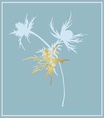 Christmas, New Year - ready-to-print card (poster) from isolated botanical silhouettes on the theme of frosty winter. The illustration is suitable for branding, discounts, invitations, congratulations