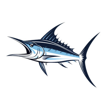 swordfish . Clipart PNG image . Transparent background . Cartoon vector style . Generative AI 