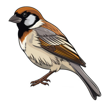 recommend clip art: sparrow bird . Clipart PNG image . Transparent background . Cartoon vector style . Generative AI 