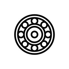 Ball bearing engineering icon with black outline style. engine, ball, bearing, machinery, industrial, wheel, machine. Vector Illustration