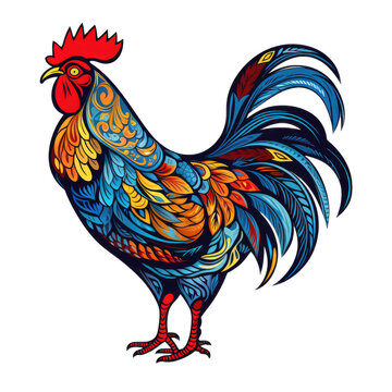 chicken rooster . Clipart PNG image . Transparent background . Cartoon vector style . Generative AI 