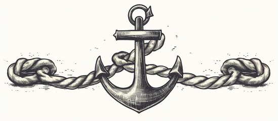 Illustrated Anchor with Vintage Retro Logo. Nautical vintage labels. - obrazy, fototapety, plakaty